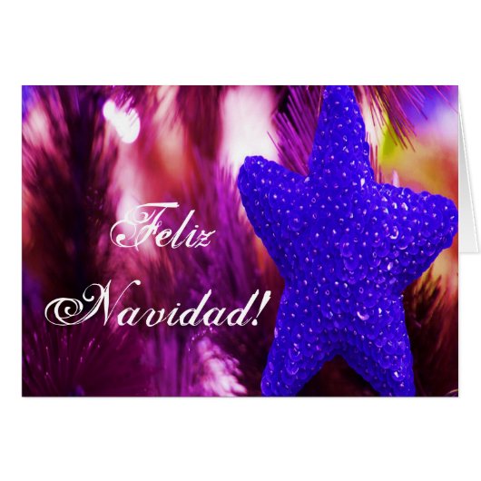 Christmas Feliz Navidad Blue Star III (Vorderseite (Horizontal))