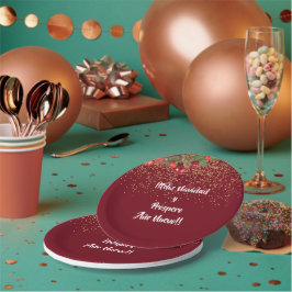 Christmas Feliz Navidad Burgandy Glitzer Pappteller