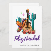 Christmas Feliz Navidad Cactus Sombrero Feiertagskarte (Vorne/Hinten)