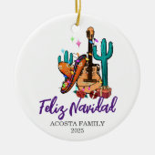 Christmas Feliz Navidad Cactus Sombrero Keramik Ornament (Vorne)