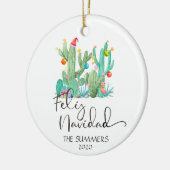 Christmas Feliz Navidad Cactus Watercolor Custom Keramik Ornament (Links)