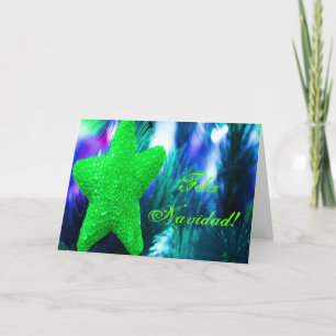 Christmas Feliz Navidad Green Star III Feiertagskarte