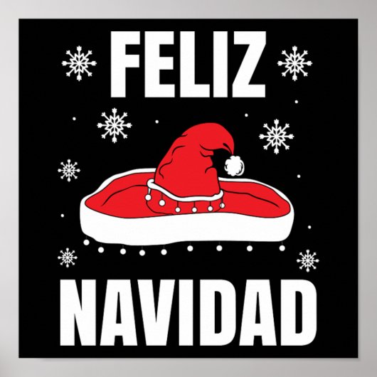 Christmas Feliz Navidad Santa Sombrero Funny Gesch Poster (Vorne)