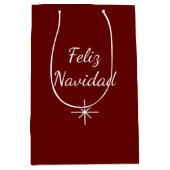 Christmas Feliz Navidad Simple Snowflake Red Mittlere Geschenktüte (Vorderseite)