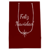 Christmas Feliz Navidad Simple Snowflake Red Mittlere Geschenktüte (Rückseite)