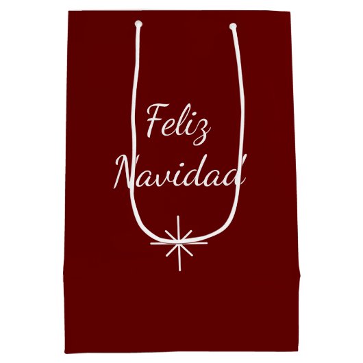 Christmas Feliz Navidad Simple Snowflake Red Mittlere Geschenktüte (Rückseite)