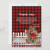 Christmas Fence Buffalo Plaid Baby Shower Dankeskarte (Vorderseite)