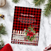 Christmas Fence Buffalo Plaid Baby Shower Dankeskarte