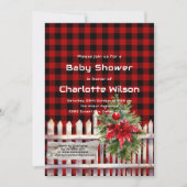Christmas Fence Buffalo Plaid Baby Shower Einladung (Vorderseite)