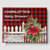Christmas Fence Buffalo Plaid Baby Shower Gästebuch (Vorderseite)