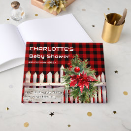 Christmas Fence Buffalo Plaid Baby Shower Gästebuch
