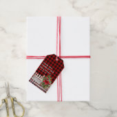 Christmas Fence Buffalo Plaid Baby Shower Geschenkanhänger (Mit Garn)