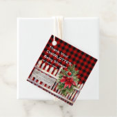 Christmas Fence Buffalo Plaid Baby Shower Geschenkanhänger (Beispiel)