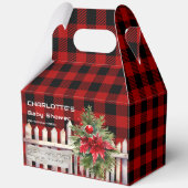Christmas Fence Buffalo Plaid Baby Shower Geschenkschachtel (Vorderseite)