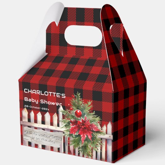 Christmas Fence Buffalo Plaid Baby Shower Geschenkschachtel (Vorderseite)