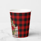 Christmas Fence Buffalo Plaid Baby Shower Pappbecher (Links)