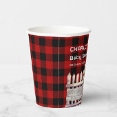 Christmas Fence Buffalo Plaid Baby Shower Pappbecher (Rechts)