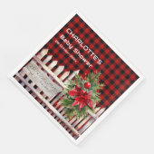 Christmas Fence Buffalo Plaid Baby Shower Serviette (Ecke)