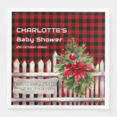 Christmas Fence Buffalo Plaid Baby Shower Serviette (Vorderseite)