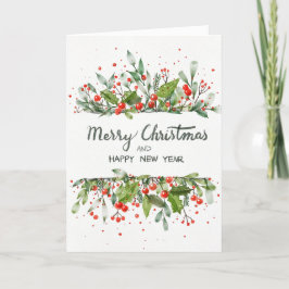 CHRISTMAS FERN n BERRIES CHRISTMAS CARD Dankeskarte