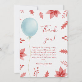Christmas Festive Balloon Red Leaves Baby Shower Dankeskarte