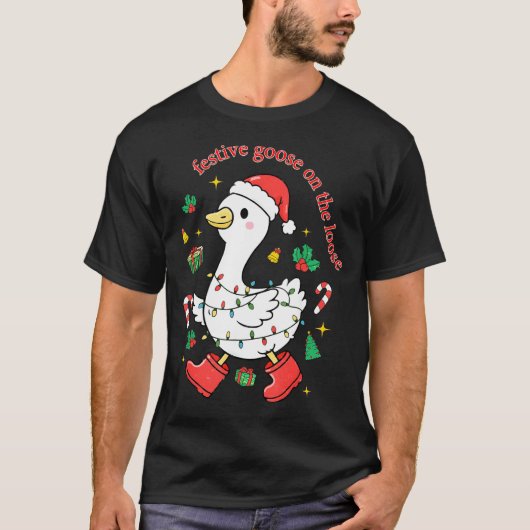 Christmas Festive Goose On The Loose Silly Goose X T-Shirt (Vorderseite)