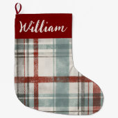 Christmas Festive Plaid Holiday Stocking Großer Weihnachtsstrumpf (Vorderseite)