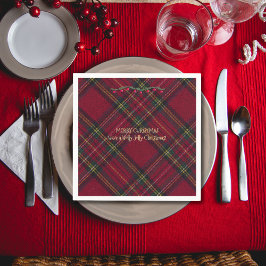 Christmas Festive Red Plaid Serviette