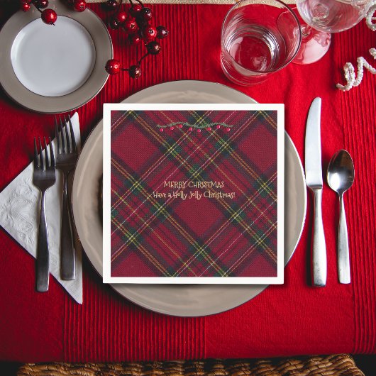 Christmas Festive Red Plaid Serviette