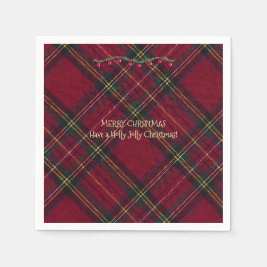 Christmas Festive Red Plaid Serviette (Vorderseite)