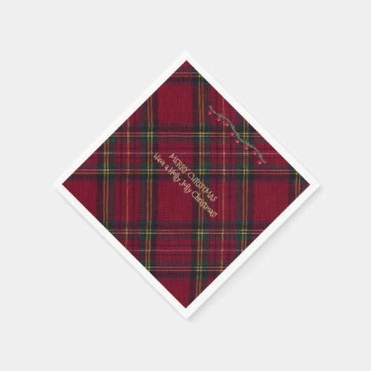 Christmas Festive Red Plaid Serviette (Ecke)