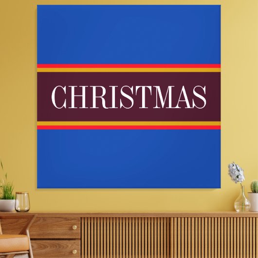 CHRISTMAS Festive Royal Blue Lila Red Streifen Leinwanddruck (Insitu (Wohnzimmer))
