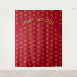 Christmas | festlich | Gold Stars | ROT Hintergrun Wandteppich