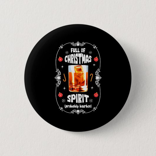 Christmas Fir Tree With Bourbon Ugly Xmas Bourbon Button (Vorderseite)