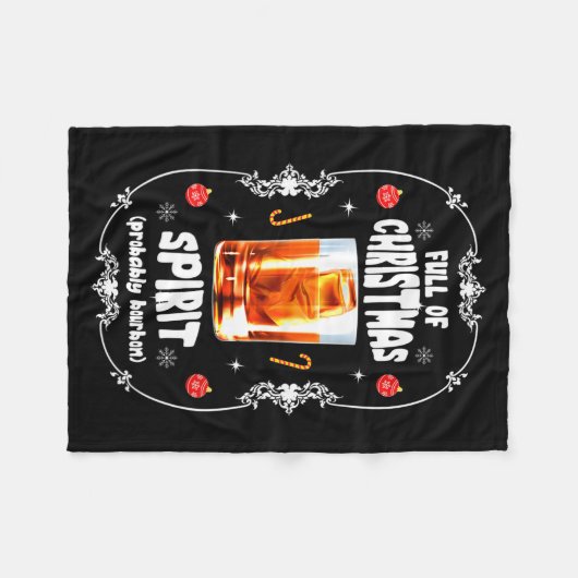 Christmas Fir Tree With Bourbon Ugly Xmas Bourbon Fleecedecke (Vorderseite (Horizontal))