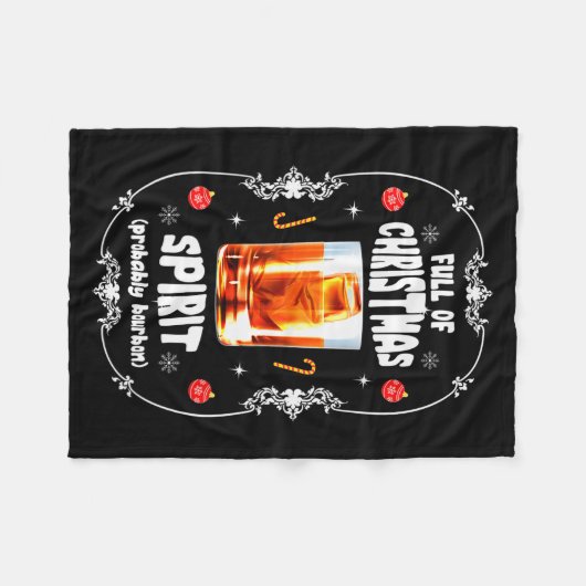 Christmas Fir Tree With Bourbon Ugly Xmas Bourbon Fleecedecke (Vorderseite (Horizontal))