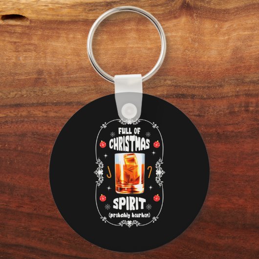 Christmas Fir Tree With Bourbon Ugly Xmas Bourbon Schlüsselanhänger (Vorderseite)