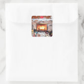 CHRISTMAS FIREPLACE QUADRATISCHER AUFKLEBER (Tasche)