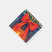 Christmas Fireplace | Red Bow Merry Watercolor  Serviette (Ecke)