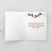 Christmas Fireplace Red Stockings Lights Karte (Innenseite)