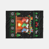 Christmas Fireplace Stockings Funny Ugly Christmas Fleecedecke (Vorderseite (Horizontal))