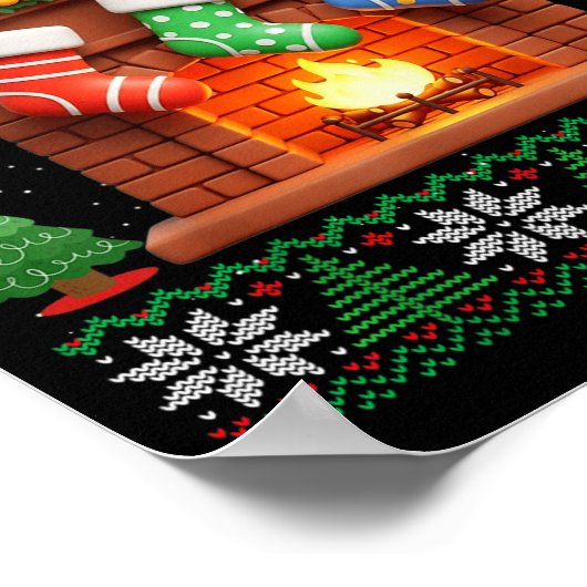Christmas Fireplace Stockings Funny Ugly Christmas Poster (Ecke)