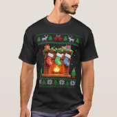 Christmas Fireplace Stockings Funny Ugly Christmas T-Shirt (Vorderseite)