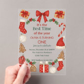Christmas First Birthday Invitation | Festive Acryleinladungen (Insitu (Handheld))