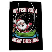Christmas Fisherman Fishing Funny Cooler Weihnacht Mittlere Geschenktüte (Vorderseite)