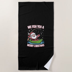 Christmas Fisherman Fishing Funny Cooler Weihnacht Strandtuch