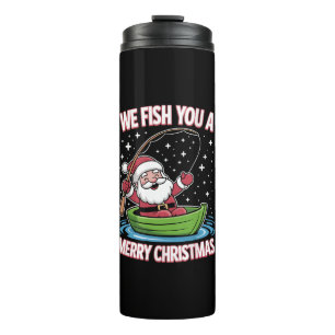 Christmas Fisherman Fishing Funny Cooler Weihnacht Thermosbecher