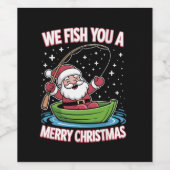 Christmas Fisherman Fishing Funny Cooler Weihnacht Weinetikett (Einzelnes Label)