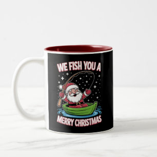 Christmas Fisherman Fishing Funny Cooler Weihnacht Zweifarbige Tasse