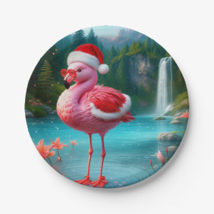 Christmas Flamingo As Santa Claus-47475 Pappteller